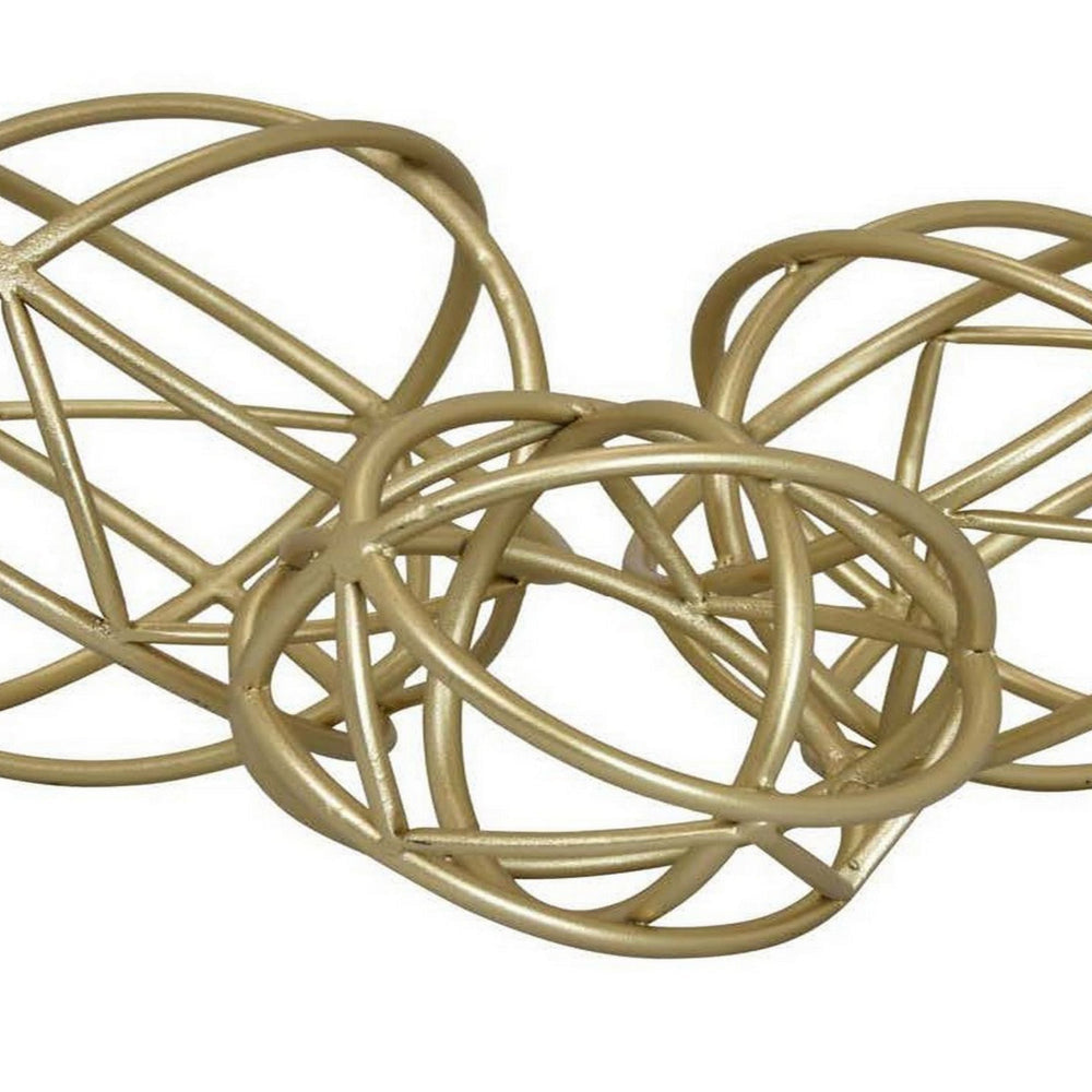 Modern Tabletop Decor Orb Set of 3 Accent Piece Accessories Gold Metal By Casagear Home BM315702