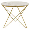 24 Inch Modern Plant Stand Side Table Round Marble Display Gold Metal By Casagear Home BM315703