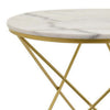 24 Inch Modern Plant Stand Side Table Round Marble Display Gold Metal By Casagear Home BM315703