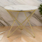 24 Inch Modern Plant Stand Side Table, Round Marble Display, Gold Metal By Casagear Home