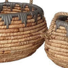 Decorative Storage Basket Set of 2 Handwoven Water Hyacinth Fiber Brown By Casagear Home BM315707