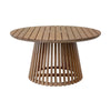 55 Inch Outdoor Dining Table Slatted Fluted Base Brown Eucalyptus Wood By Casagear Home BM315710