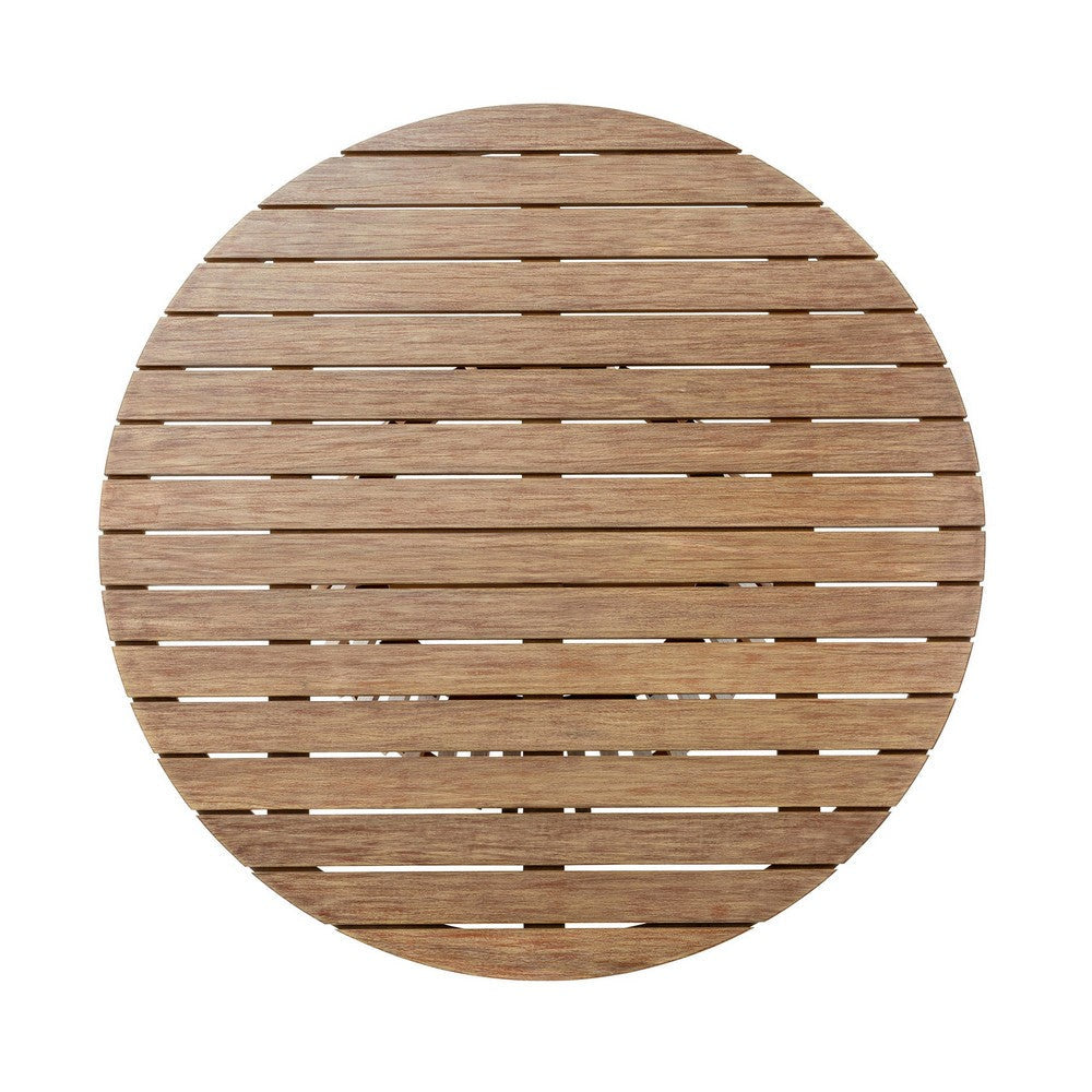 55 Inch Outdoor Dining Table Slatted Fluted Base Brown Eucalyptus Wood By Casagear Home BM315710