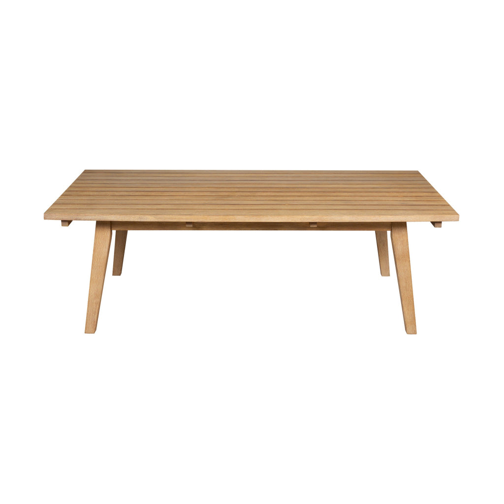 Ann 51 Inch Outdoor Patio Coffee Table Natural Eucalyptus Wood Slatted By Casagear Home BM315713