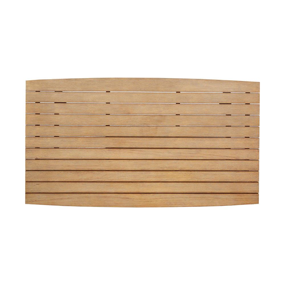 Ann 51 Inch Outdoor Patio Coffee Table Natural Eucalyptus Wood Slatted By Casagear Home BM315713