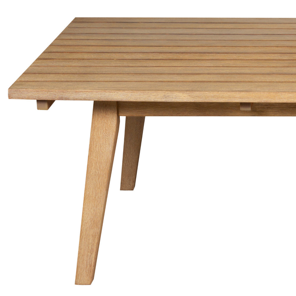 Ann 51 Inch Outdoor Patio Coffee Table Natural Eucalyptus Wood Slatted By Casagear Home BM315713