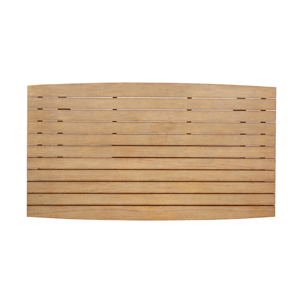 Ann 51 Inch Outdoor Patio Coffee Table, Natural Eucalyptus Wood, Slatted By Casagear Home