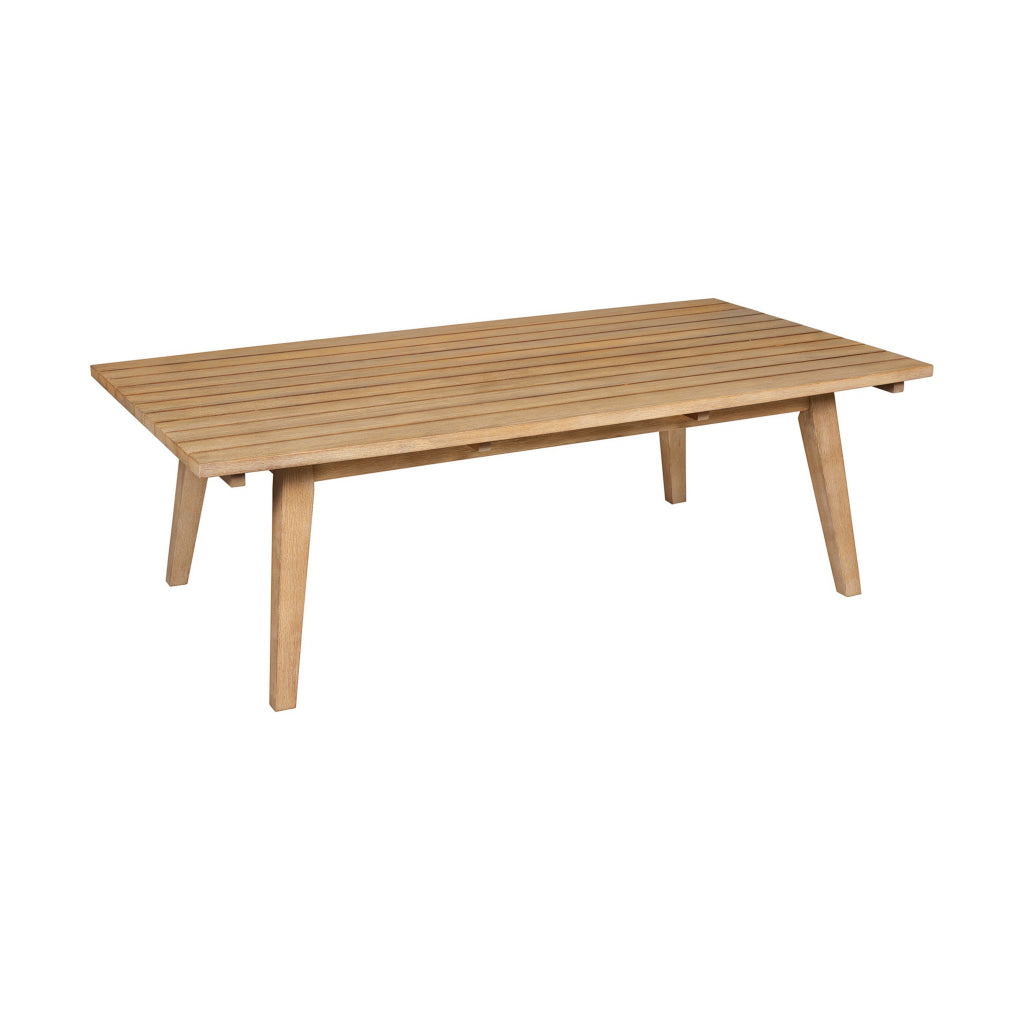 Ann 51 Inch Outdoor Patio Coffee Table Natural Eucalyptus Wood Slatted By Casagear Home BM315713