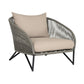 Jax 35 Inch Outdoor Patio Accent Chair, Gray Rope Frame, Olefin Cushions By Casagear Home