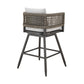 Piper 26 Inch Outdoor Swivel Counter Stool Chair Rope Woven Gray Cushions By Casagear Home BM315716