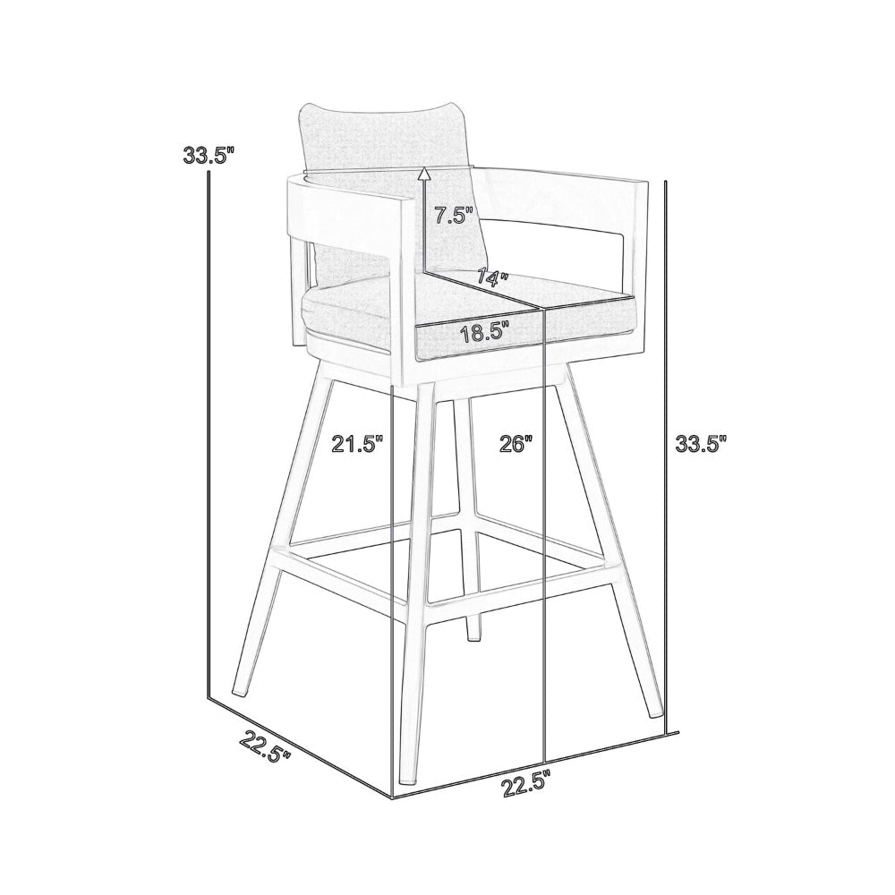 Enya 26 Inch Outdoor Swivel Counter Stool Chair Gray Aluminum Cushions By Casagear Home BM315718