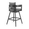 Enya 30 Inch Outdoor Swivel Barstool Chair Gray Aluminum Cushions By Casagear Home BM315719