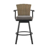 Luna 26 Inch Outdoor Swivel Counter Stool Chair Rustic Teak Wood Black By Casagear Home BM315720