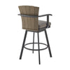 Luna 26 Inch Outdoor Swivel Counter Stool Chair Rustic Teak Wood Black By Casagear Home BM315720