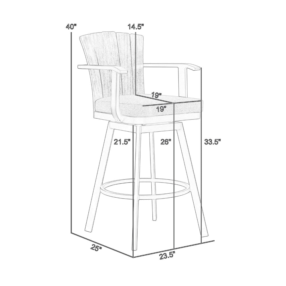 Luna 26 Inch Outdoor Swivel Counter Stool Chair Rustic Teak Wood Black By Casagear Home BM315720