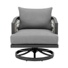 Hosa 30 Inch Outdoor Patio Swivel Armchair Gray Metal Frame Woven Rope By Casagear Home BM315728