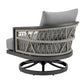 Hosa 30 Inch Outdoor Patio Swivel Armchair Gray Metal Frame Woven Rope By Casagear Home BM315728