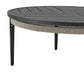 Hosa 42 Inch Outdoor Coffee Table Black Round Slatted Top Gray Rope Apron By Casagear Home BM315729