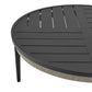 Hosa 42 Inch Outdoor Coffee Table Black Round Slatted Top Gray Rope Apron By Casagear Home BM315729