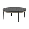 Hosa 42 Inch Outdoor Coffee Table Black Round Slatted Top Gray Rope Apron By Casagear Home BM315729