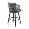 Hosa 26 Inch Outdoor Swivel Counter Stool Chair Gray Aluminum Woven Rope By Casagear Home BM315734