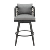 Hosa 30 Inch Outdoor Swivel Barstool Chair Gray Aluminum Woven Rope By Casagear Home BM315735