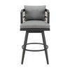 Hosa 30 Inch Outdoor Swivel Barstool Chair Gray Aluminum Woven Rope By Casagear Home BM315735