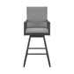 Razi 30 Inch Outdoor Swivel Barstool Chair Black Aluminum Gray Cushions By Casagear Home BM315738