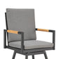 Razi 30 Inch Outdoor Swivel Barstool Chair Black Aluminum Gray Cushions By Casagear Home BM315738