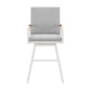 Razi 26 Inch Outdoor Swivel Counter Stool Chair White Metal Gray Cushions By Casagear Home BM315739