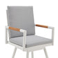 Razi 30 Inch Outdoor Swivel Barstool Chair White Aluminum Gray Cushions By Casagear Home BM315740