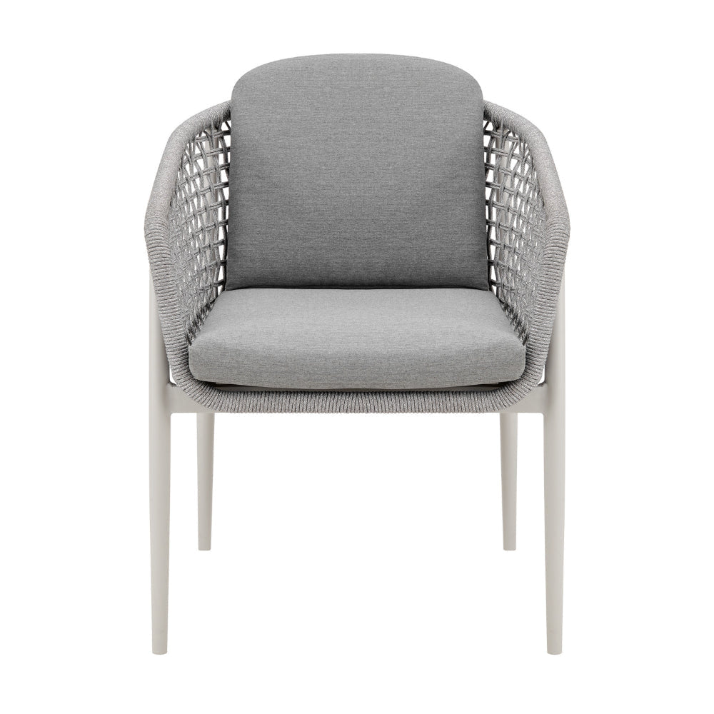 Rue 24 Inch Outdoor Patio Armchair Set of 2 Mesh Woven Rope Gray Frame By Casagear Home BM315742