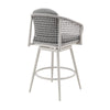 Rue 27 Inch Outdoor Swivel Counter Stool Chair Mesh Woven Rope Gray Metal By Casagear Home BM315743