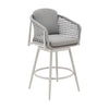 Rue 31 Inch Outdoor Swivel Barstool Chair, Mesh Woven Rope, Gray Aluminum By Casagear Home