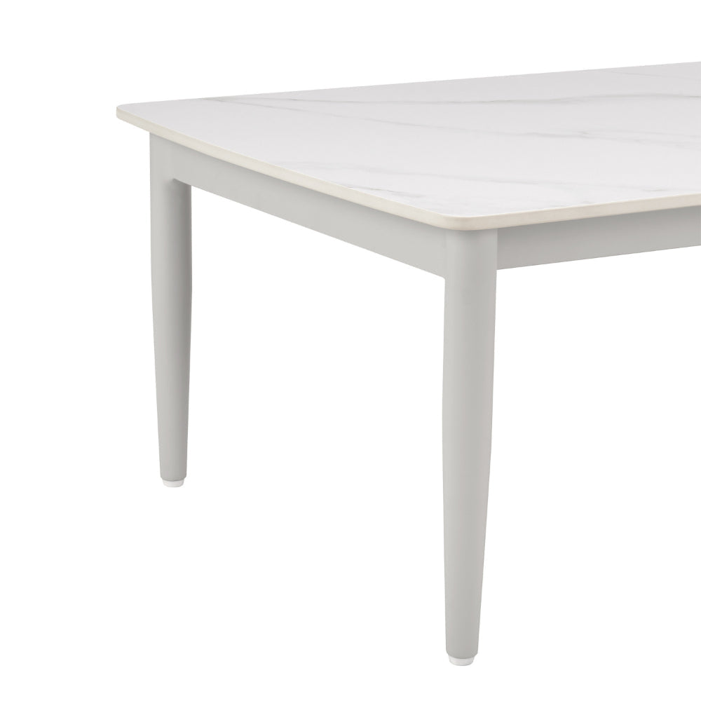 Rue 48 Inch Outdoor Patio Coffee Table Sintered Stone Top White Frame By Casagear Home BM315745