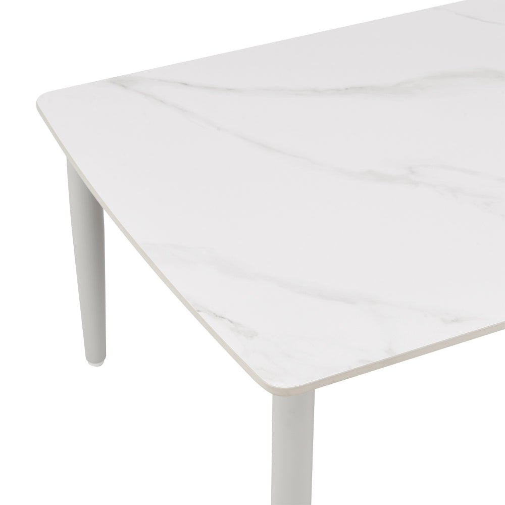 Rue 48 Inch Outdoor Patio Coffee Table Sintered Stone Top White Frame By Casagear Home BM315745