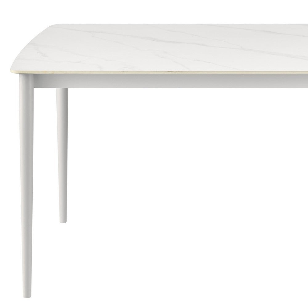 Rue 71 Inch Outdoor Patio Dining Table Sintered Stone Top White Frame By Casagear Home BM315746