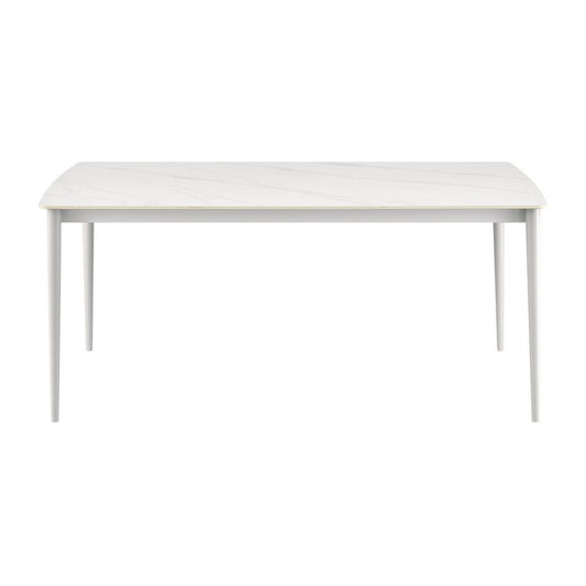 Rue 71 Inch Outdoor Patio Dining Table, Sintered Stone Top, White Frame By Casagear Home