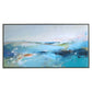 25 x 49 Handcrafted Wall Art, Waves on Framed Canvas, Silver Blue Green By Casagear Home