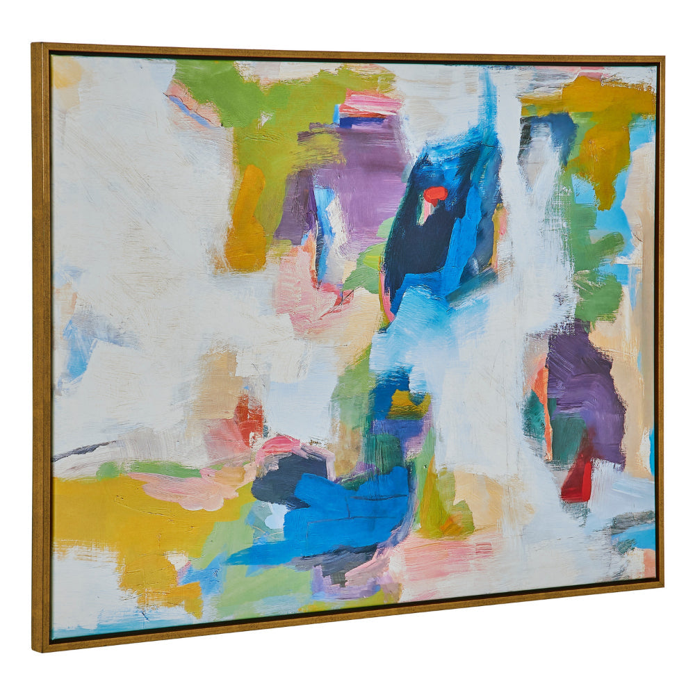 31 x 41 Handcrafted Wall Art Joyful Abstract Giclee Gold Frame Multicolor By Casagear Home BM315753