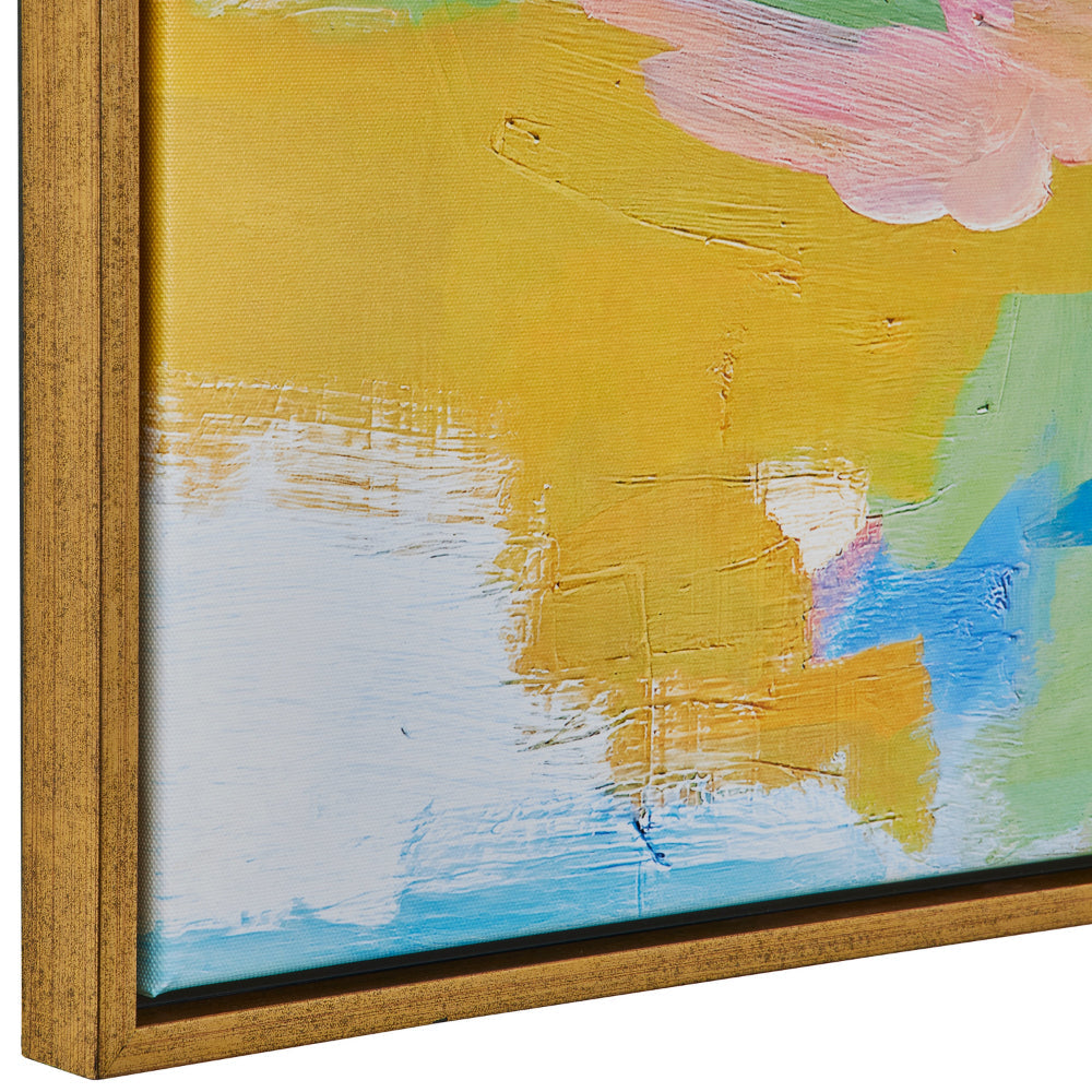 31 x 41 Handcrafted Wall Art Joyful Abstract Giclee Gold Frame Multicolor By Casagear Home BM315753