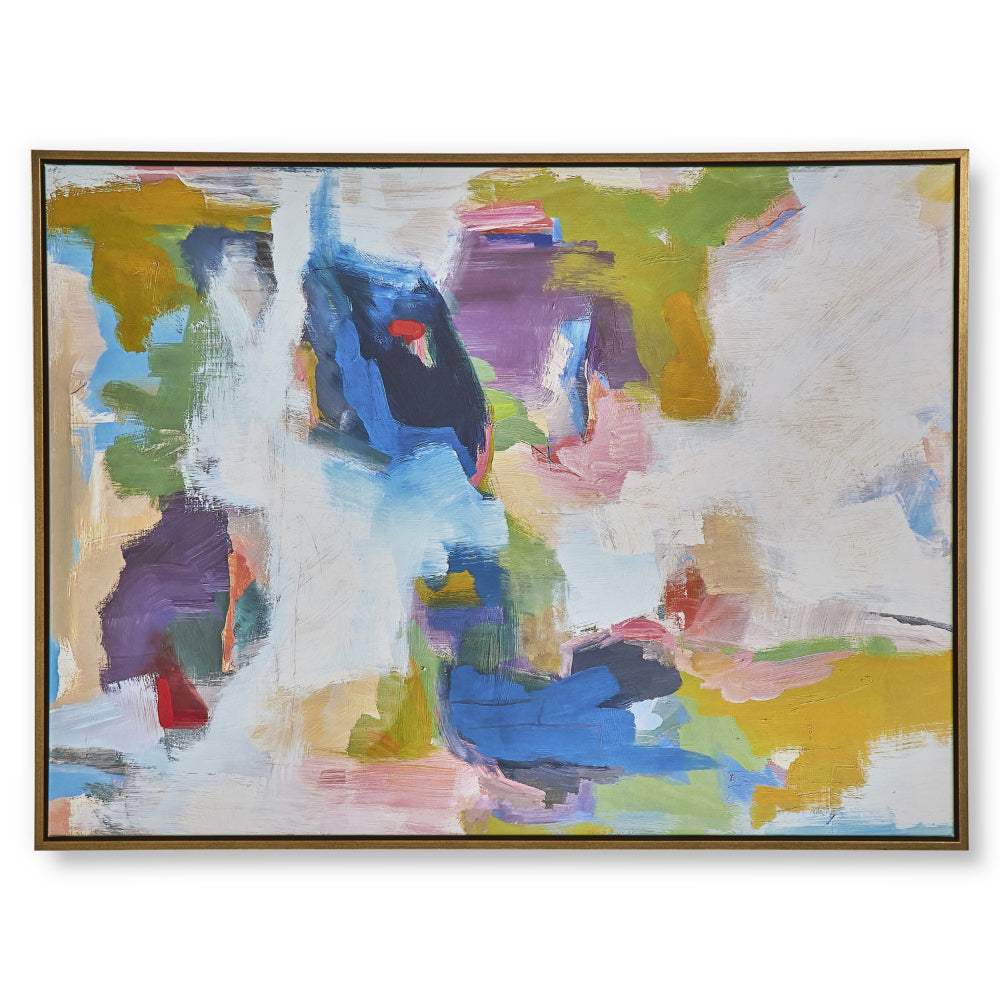 31 x 41 Handcrafted Wall Art Joyful Abstract Giclee Gold Frame Multicolor By Casagear Home BM315753