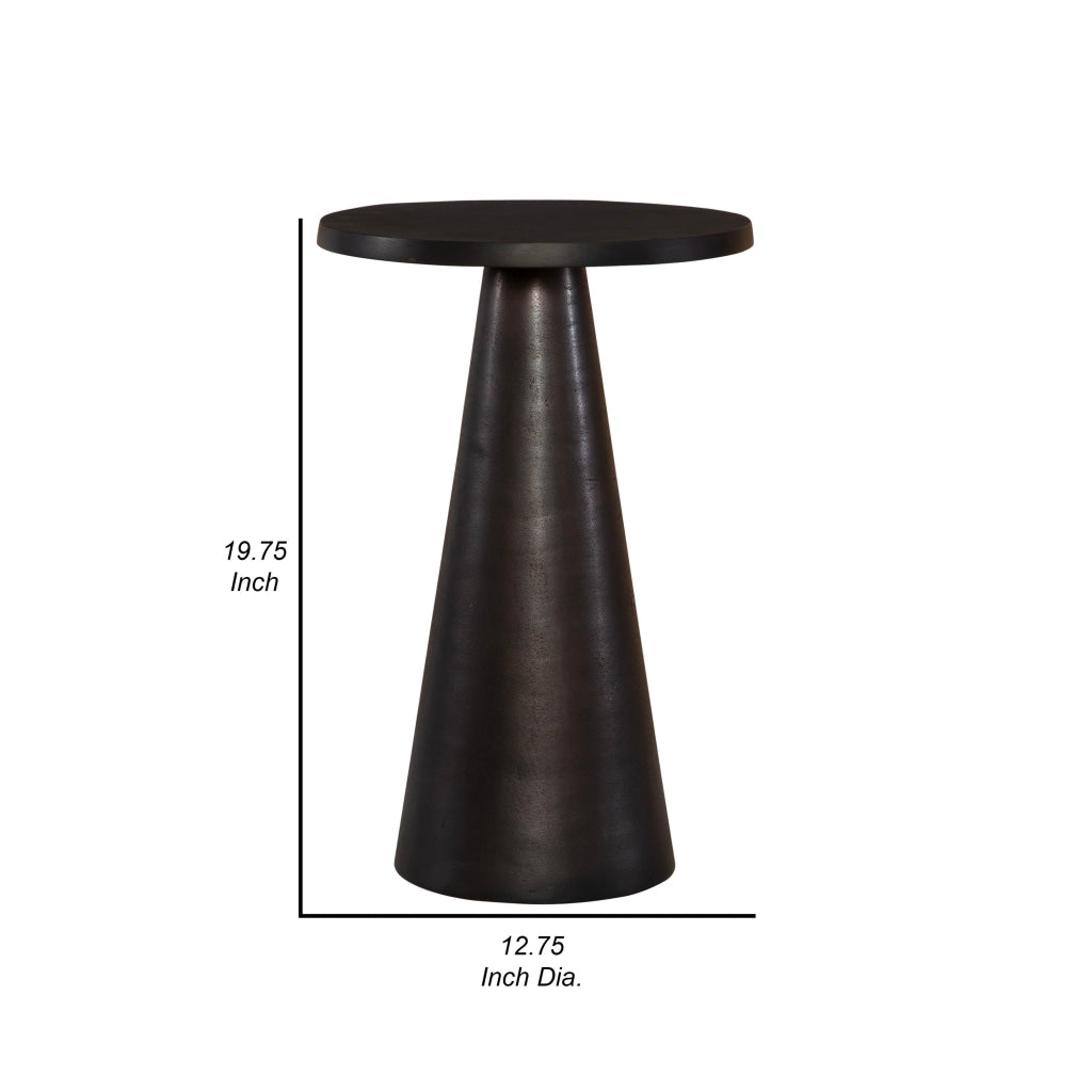 20 Inch Round Accent Table Tapered Round Pedestal Dark Bronze Aluminum By Casagear Home BM315757