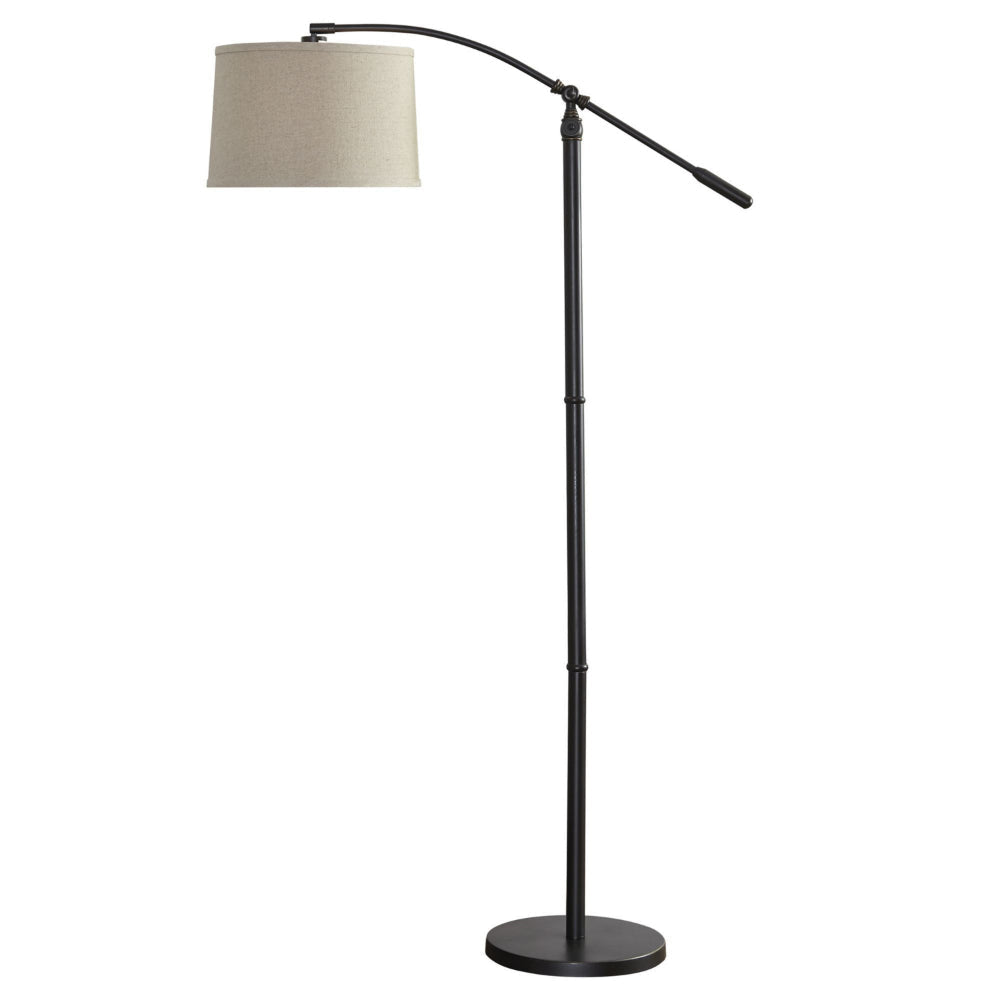 70 Inch Arc Floor Lamp, Beige Shade, Adjustable Arm and Height, Dark Bronze By Casagear Home