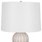 25 Inch Table Lamp Rattan Woven White Linen Shade Brushed Silver Accents By Casagear Home BM315760