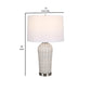 25 Inch Table Lamp Rattan Woven White Linen Shade Brushed Silver Accents By Casagear Home BM315760