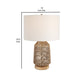 24 Inch Table Lamp Brown Woven Rope Linen Shade Wood Base Off White By Casagear Home BM315761