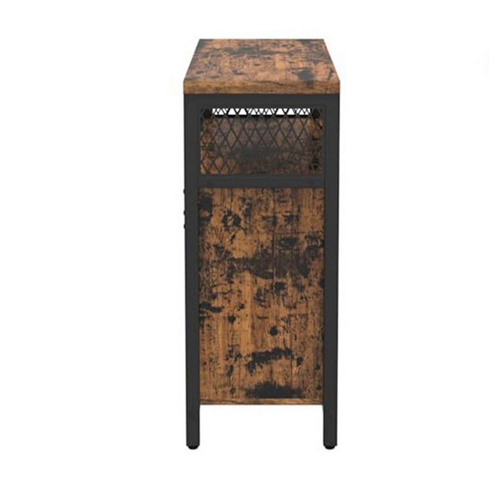 39 Inch Sideboard Storage Cabinet Sliding Barn Door Shelf Black Brown By Casagear Home BM315773