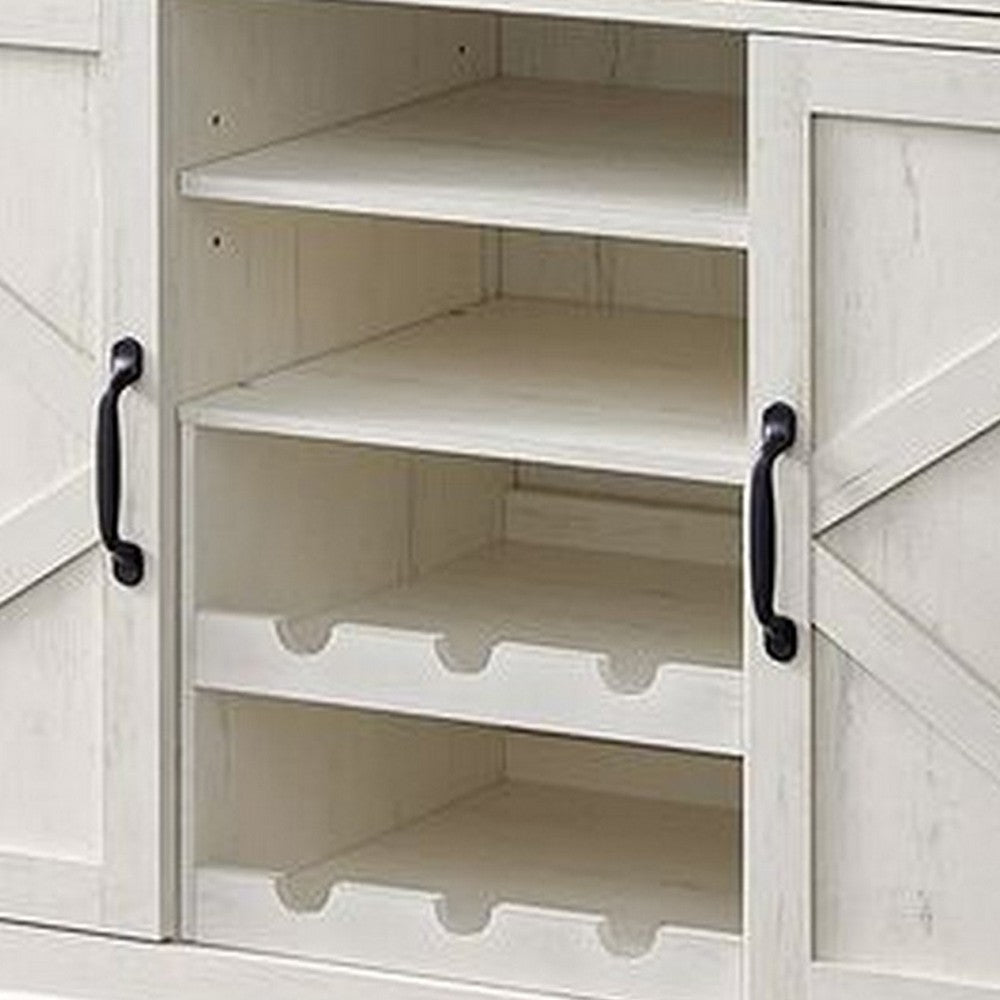 Syna 45 Inch Buffet Cabinet with 3 Storage Drawers Wine Rack White By Casagear Home BM315774