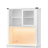 Kyna 71 Inch Storage Cabinet Sliding Glass Cupboard Wood Shelves White By Casagear Home BM315777